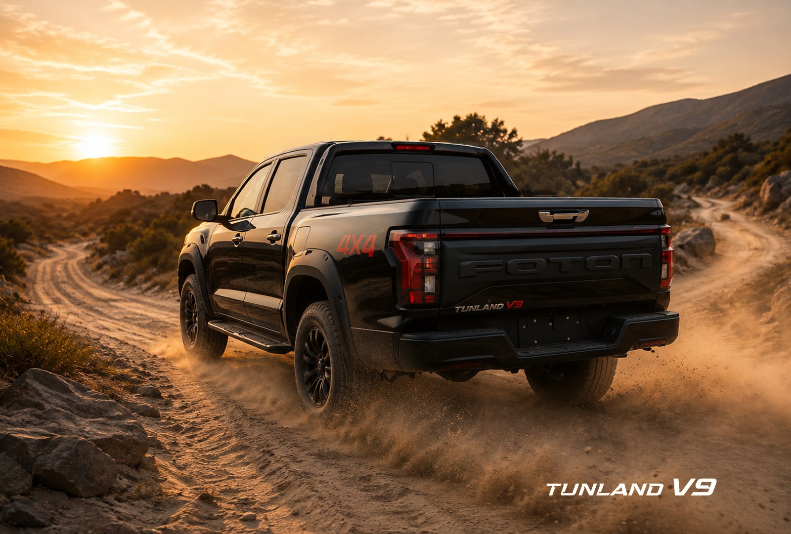 Tunland V9 fora de estrada ao entardecer