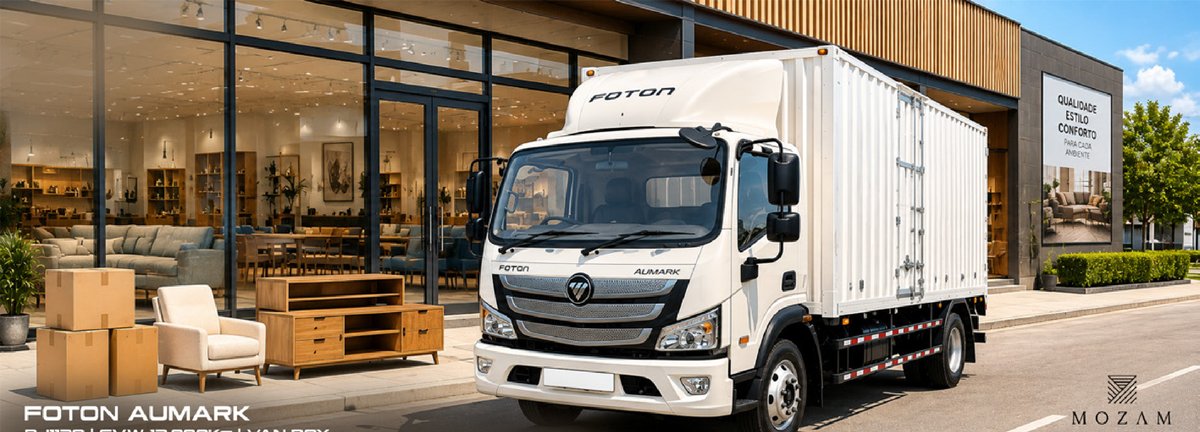 Foton Aumark BJ1128 em serviço de entregas urbanas, junto a uma loja de mobiliário