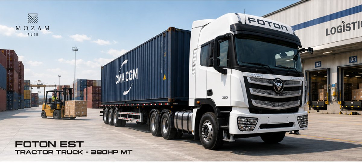 Foton EST 380HP a carregar um contentor CMA CGM num terminal logístico