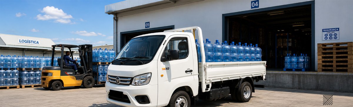 Foton Truck Mate TM3H1030 a carregar garrafões de água num armazém de logística