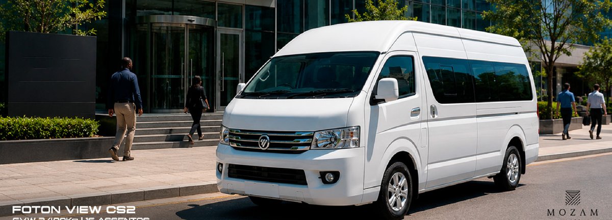 Foton View CS2 16 lugares em transporte corporativo, à porta do escritório